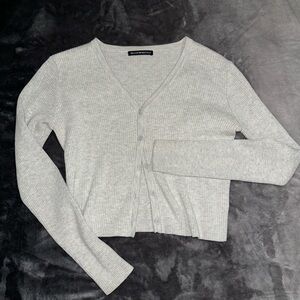 Brandy Melville Gray Ribbed Cardigan